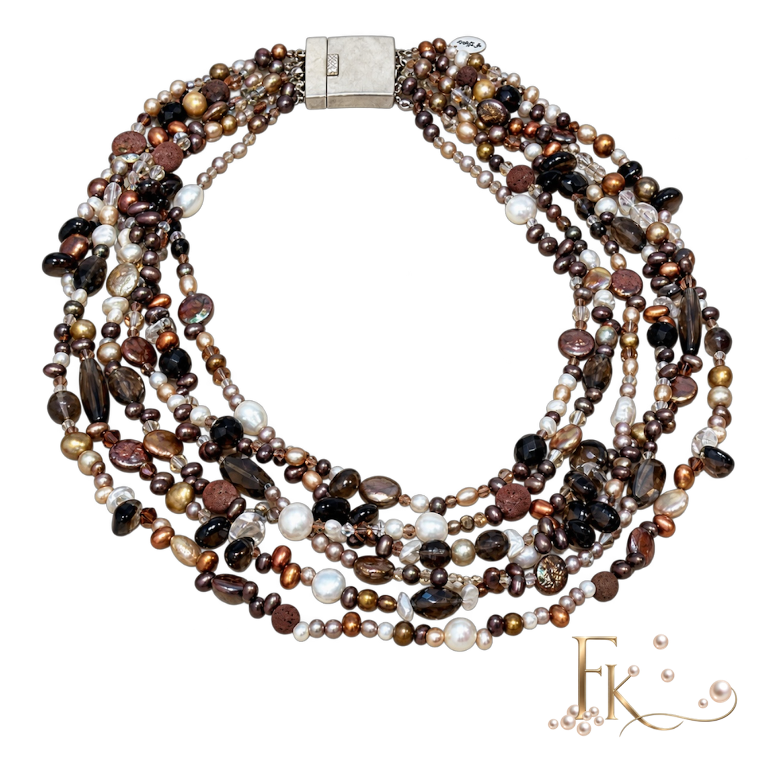 Elegant lang edelstenen en zoetwater parel collier (Copy) - Image 4