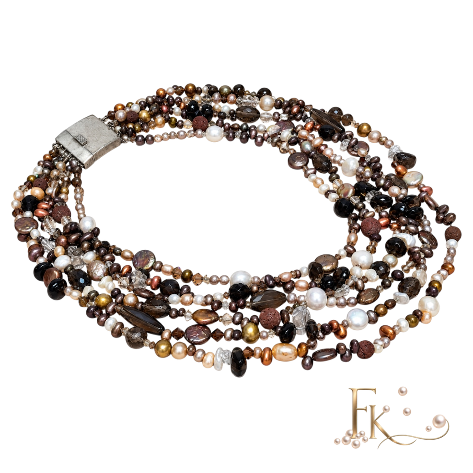 Elegant lang edelstenen en zoetwater parel collier (Copy) - Image 5