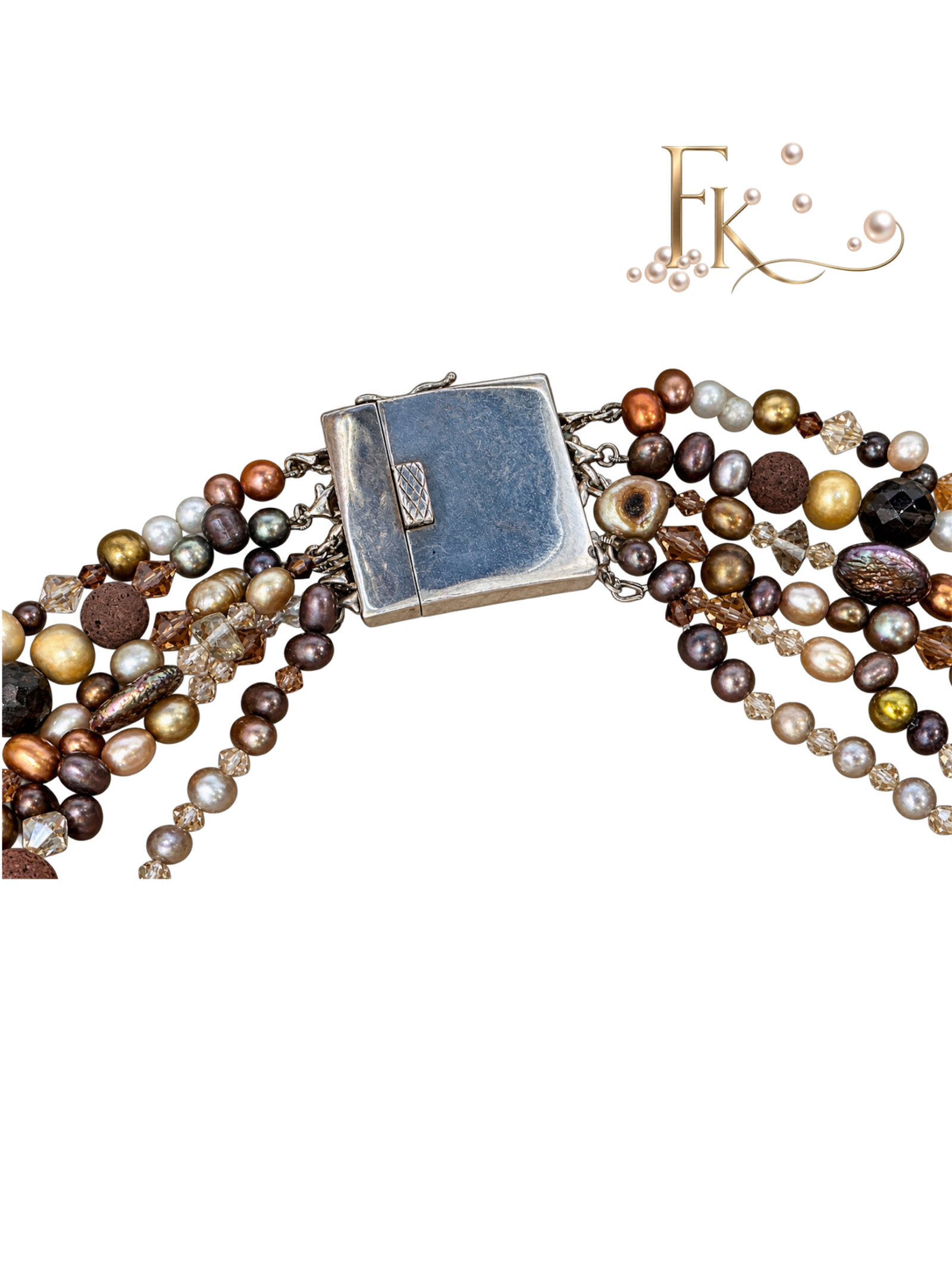 Elegant lang edelstenen en zoetwater parel collier (Copy) - Image 6