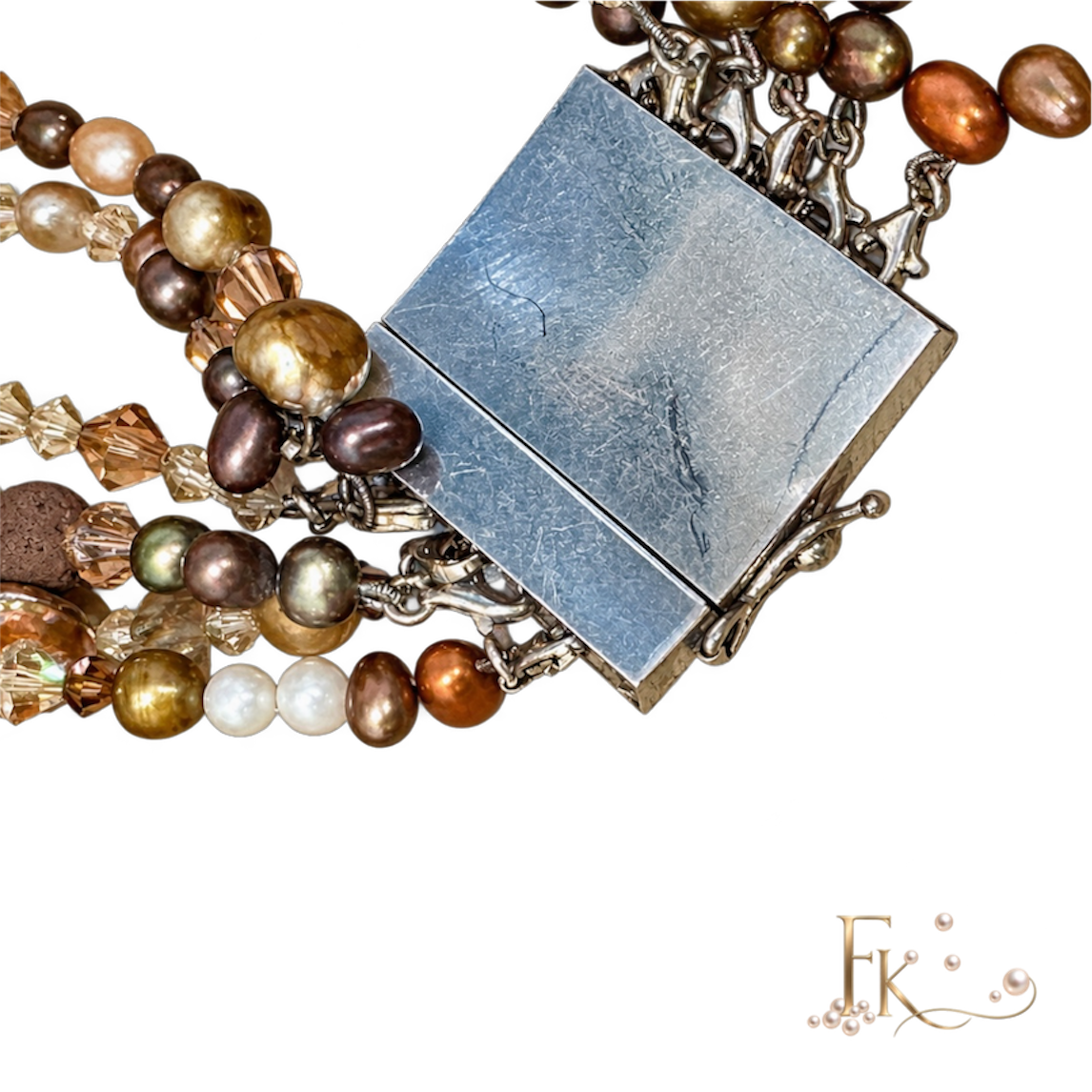 Elegant lang edelstenen en zoetwater parel collier (Copy) - Image 7